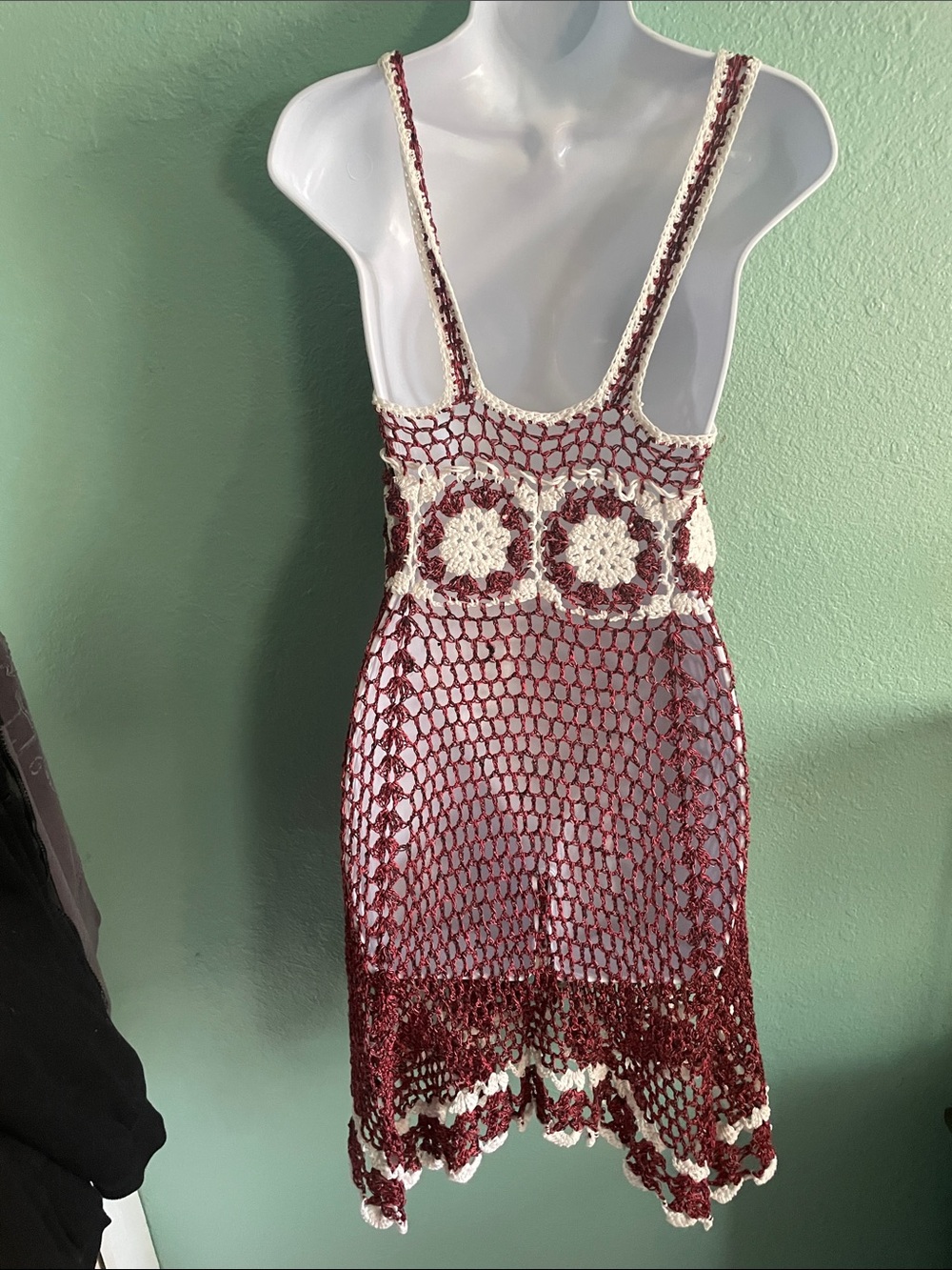 Red and White Crochet Dress - Picture 3 of 3